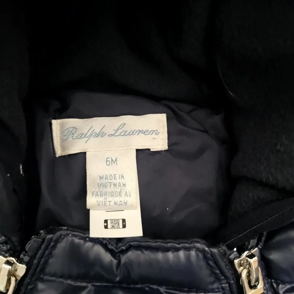 Ralph Lauren Baby Down Snowsuit Winter Puffer One Piece Size 6M